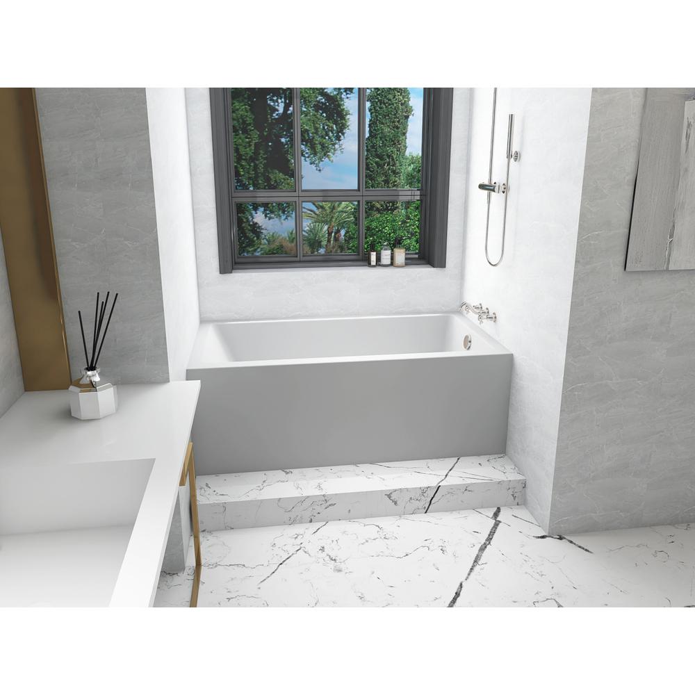 Alcove soaking bathtub 32x60 inch right drain in glossy white. Picture 2