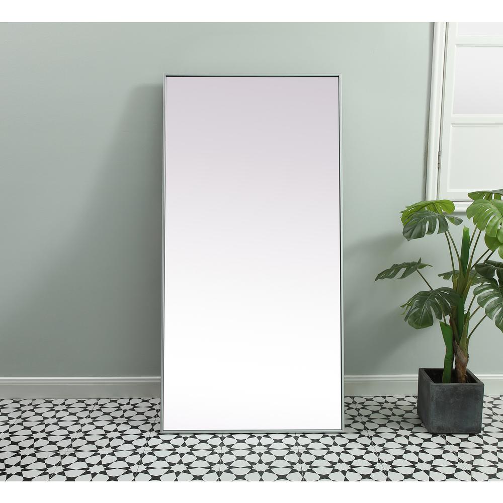 Metal Frame Rectangle Full Length Mirror 30x60 Inch in Silver. Picture 10