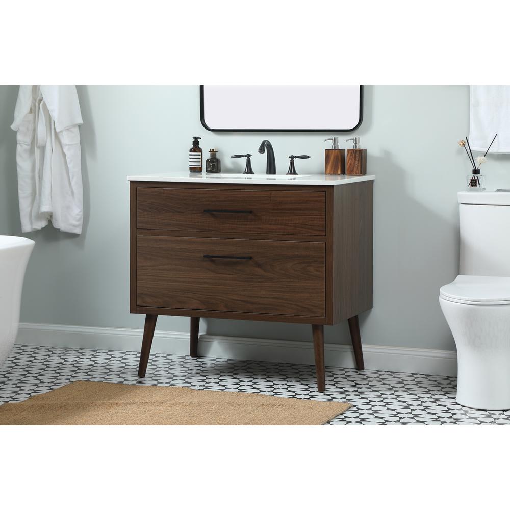 36 inch Single bathroom vanity in walnut. Picture 2