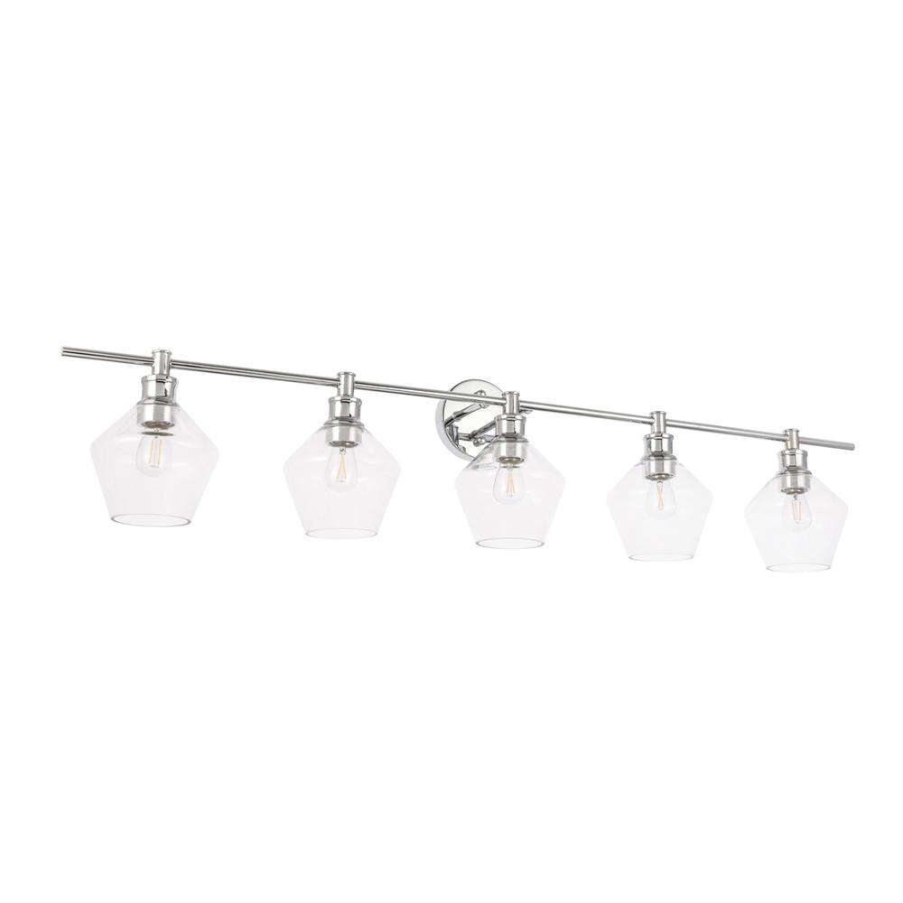 Gene 5 light Chrome and Clear  glass Wall sconce. Picture 12
