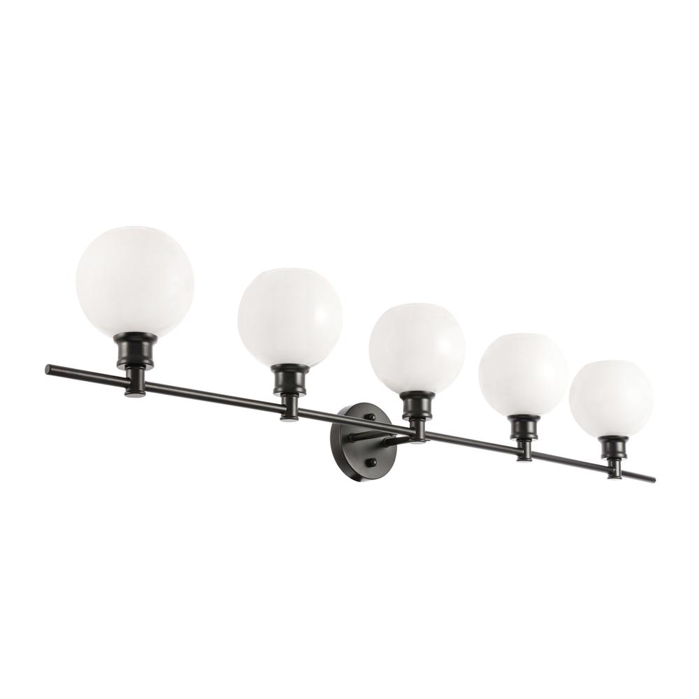 Collier 5 light Black and Frosted white glass Wall sconce. Picture 7