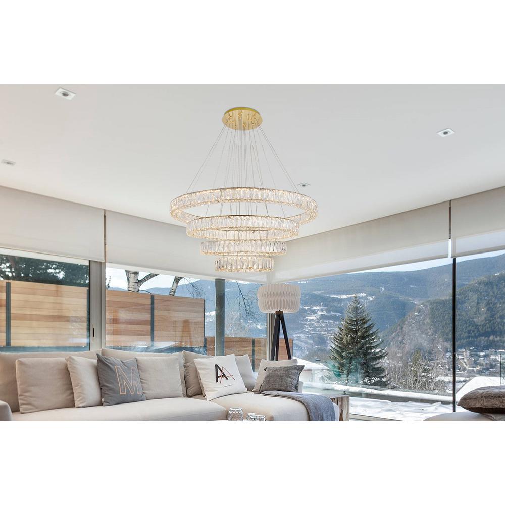 Monroe Integrated LED chip light Gold Chandelier Clear Royal Cut Crystal. Picture 7