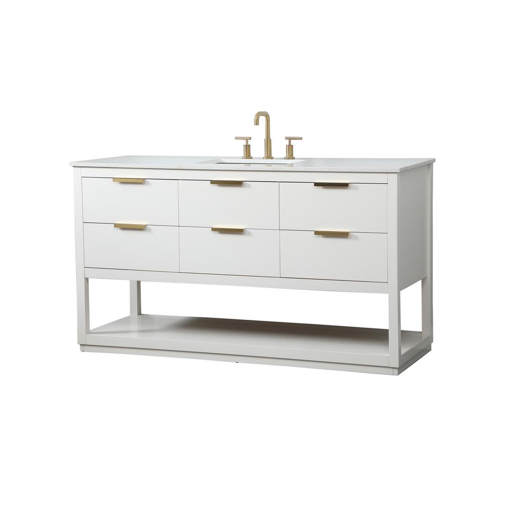 60 inch Single bathroom vanity in white. Picture 7