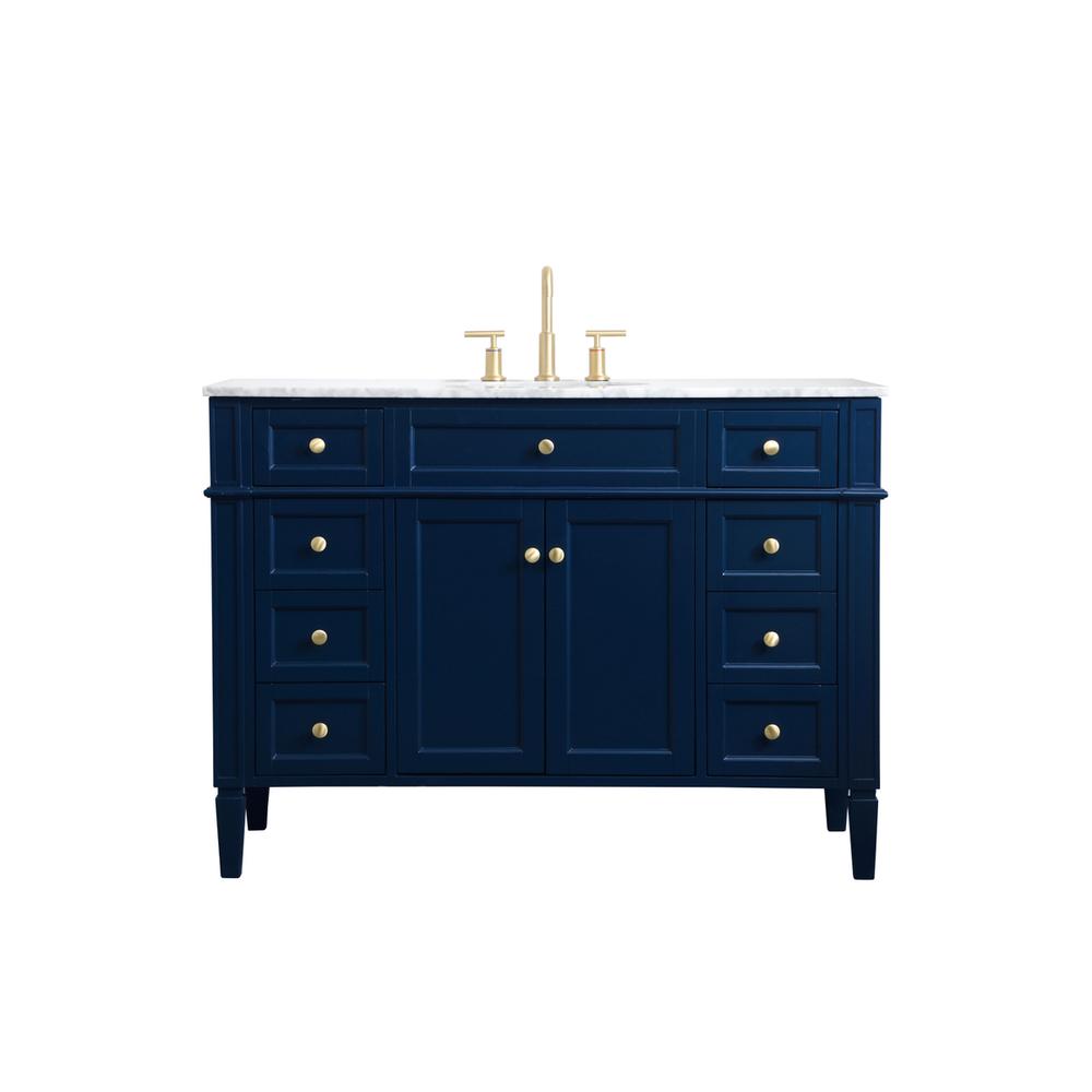 48 inch Single bathroom vanity in blue. Picture 1