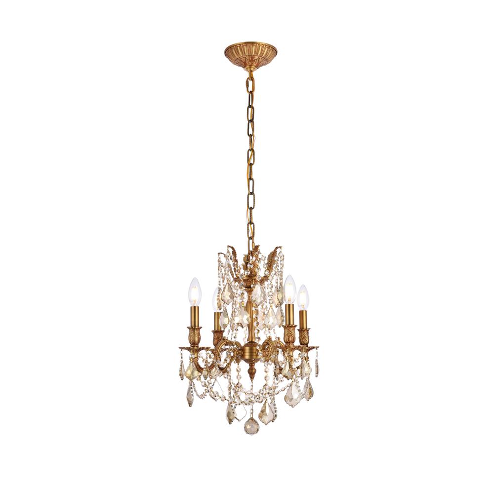 Rosalia 4 light French Gold Pendant Golden Teak (Smoky) Royal Cut Crystal. Picture 1