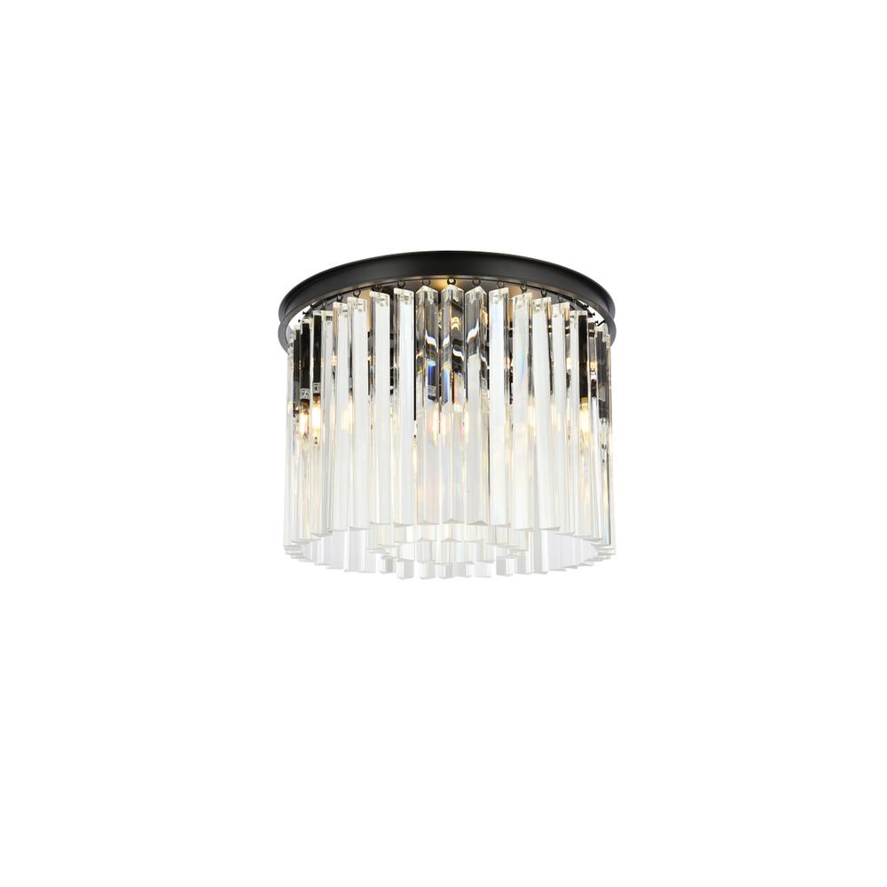 Sydney 6 light Matte Black Flush Mount Clear Royal Cut Crystal. Picture 1
