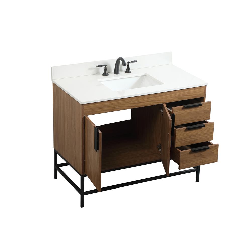 42 inch Single bathroom vanity in walnut brown with backsplash. Picture 9