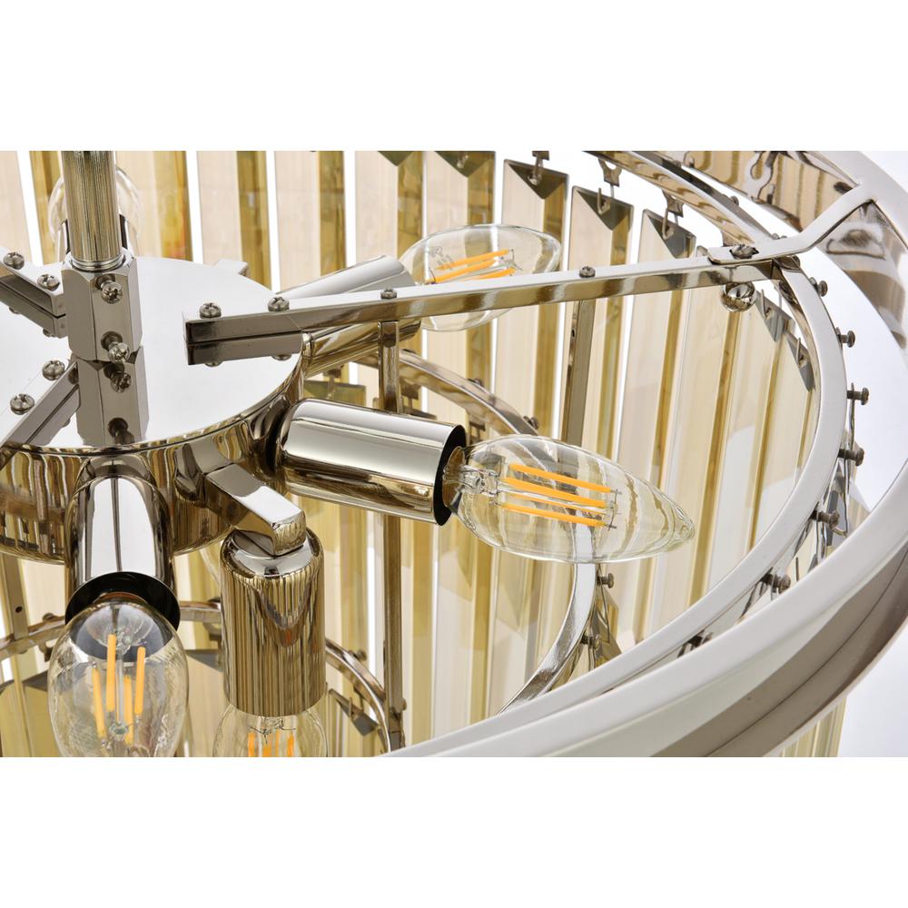 Sydney 9 light polished nickel Chandelier Golden Teak (Smoky) Royal Cut Crystal. Picture 4