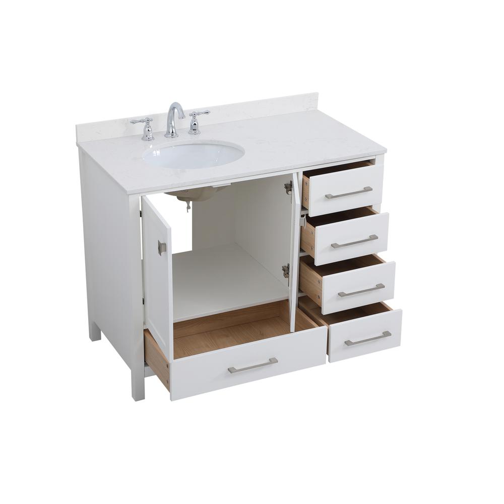 42 inch Single Bathroom Vanity in White with Backsplash. Picture 9