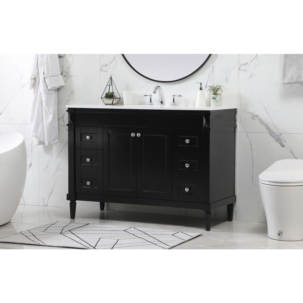 48 inch Single bathroom vanity in black with backsplash. Picture 2