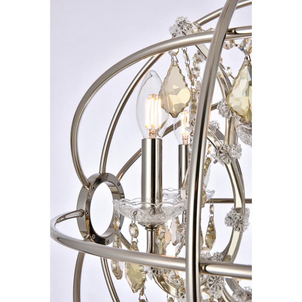 Geneva 5 light polished nickel Pendant Golden Teak (Smoky) Royal Cut crystal. Picture 3