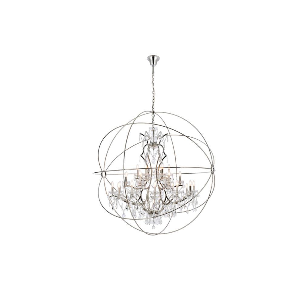 Geneva 25 light polished nickel Chandelier Clear Royal Cut crystal. Picture 1