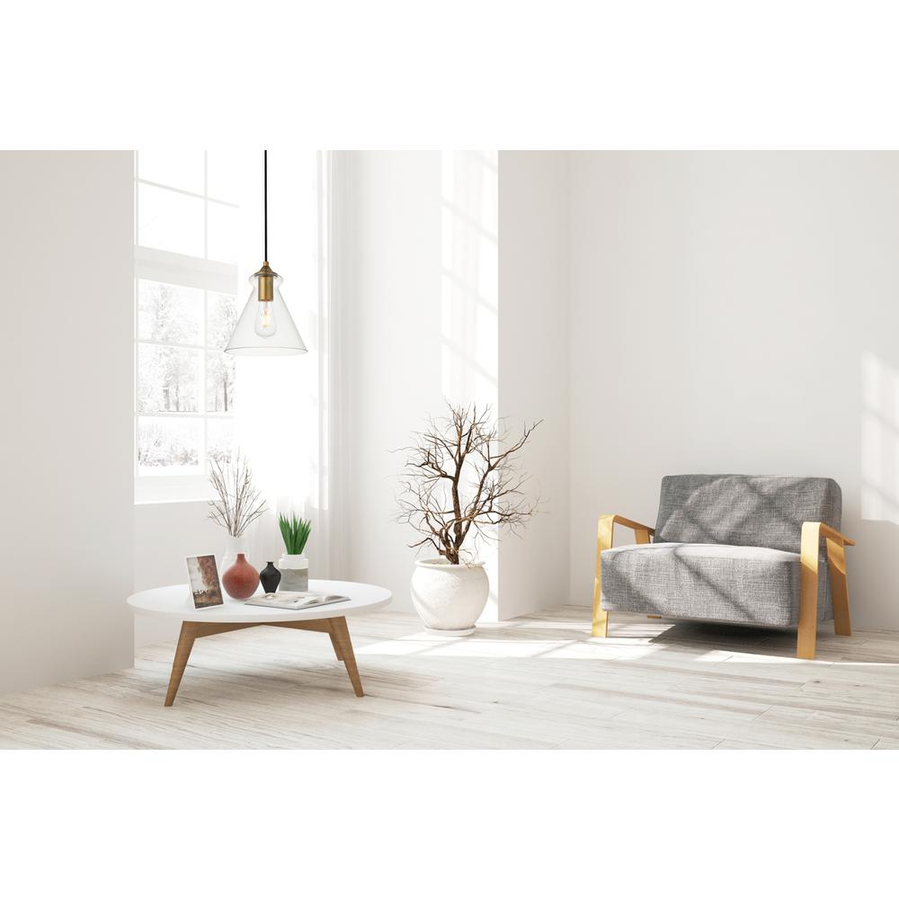 Destry 1 Light Brass Pendant With Clear Glass. Picture 6
