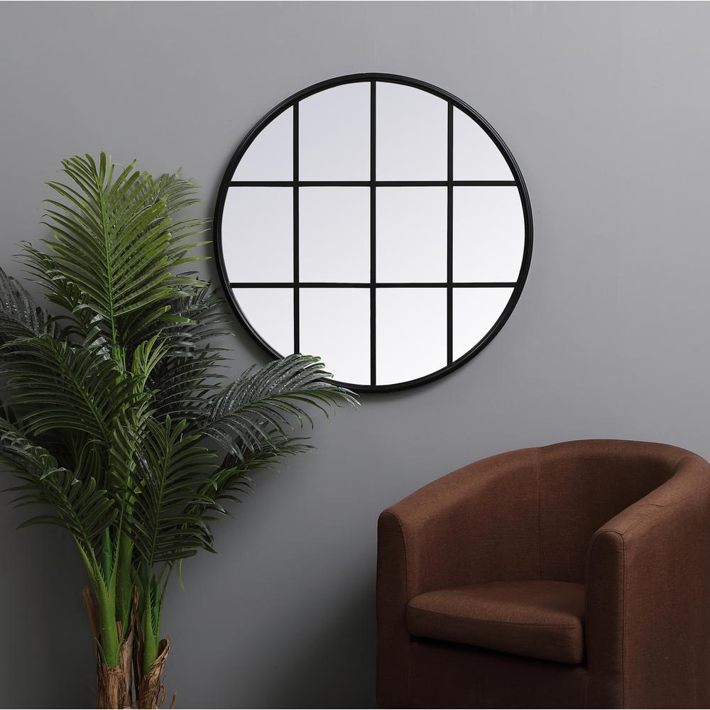Metal windowpane mirror 32 inch x 32 inch in Black. Picture 2
