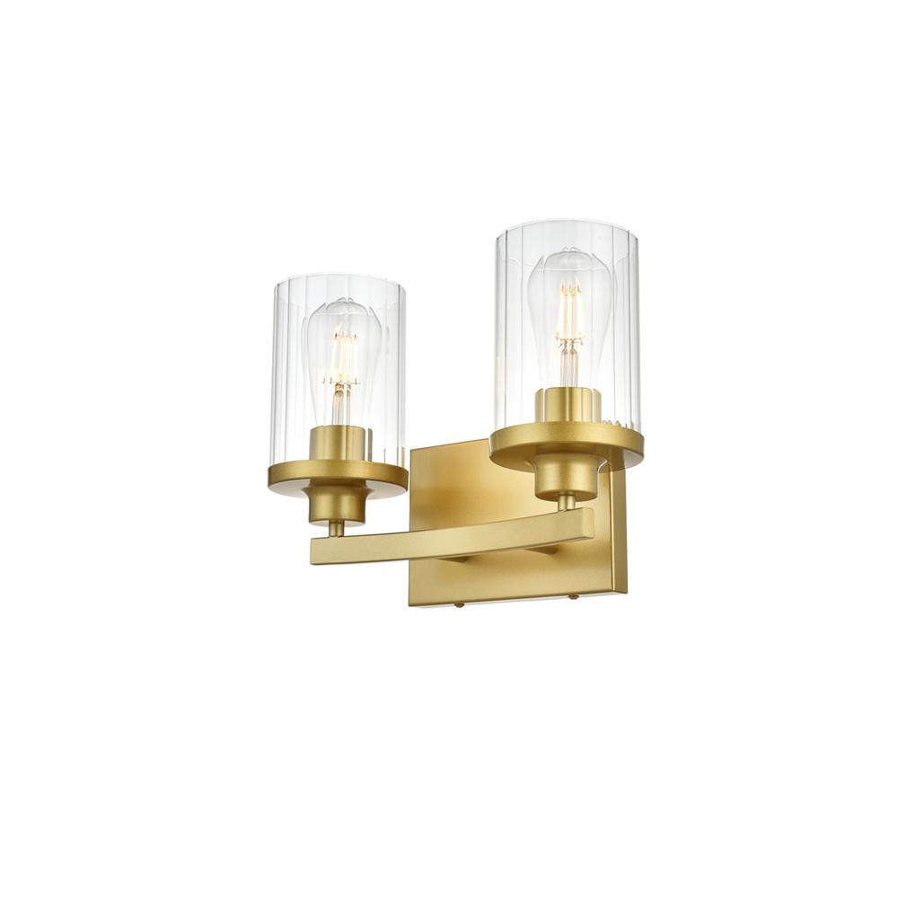 Saanvi 2 light Brass and Clear Bath Sconce. Picture 2