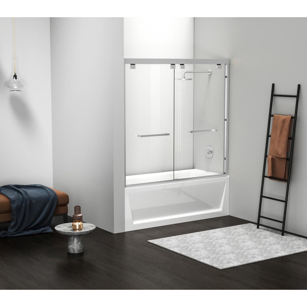 Semi-frameless tub door 60 x 60 Brushed Nickel. Picture 11