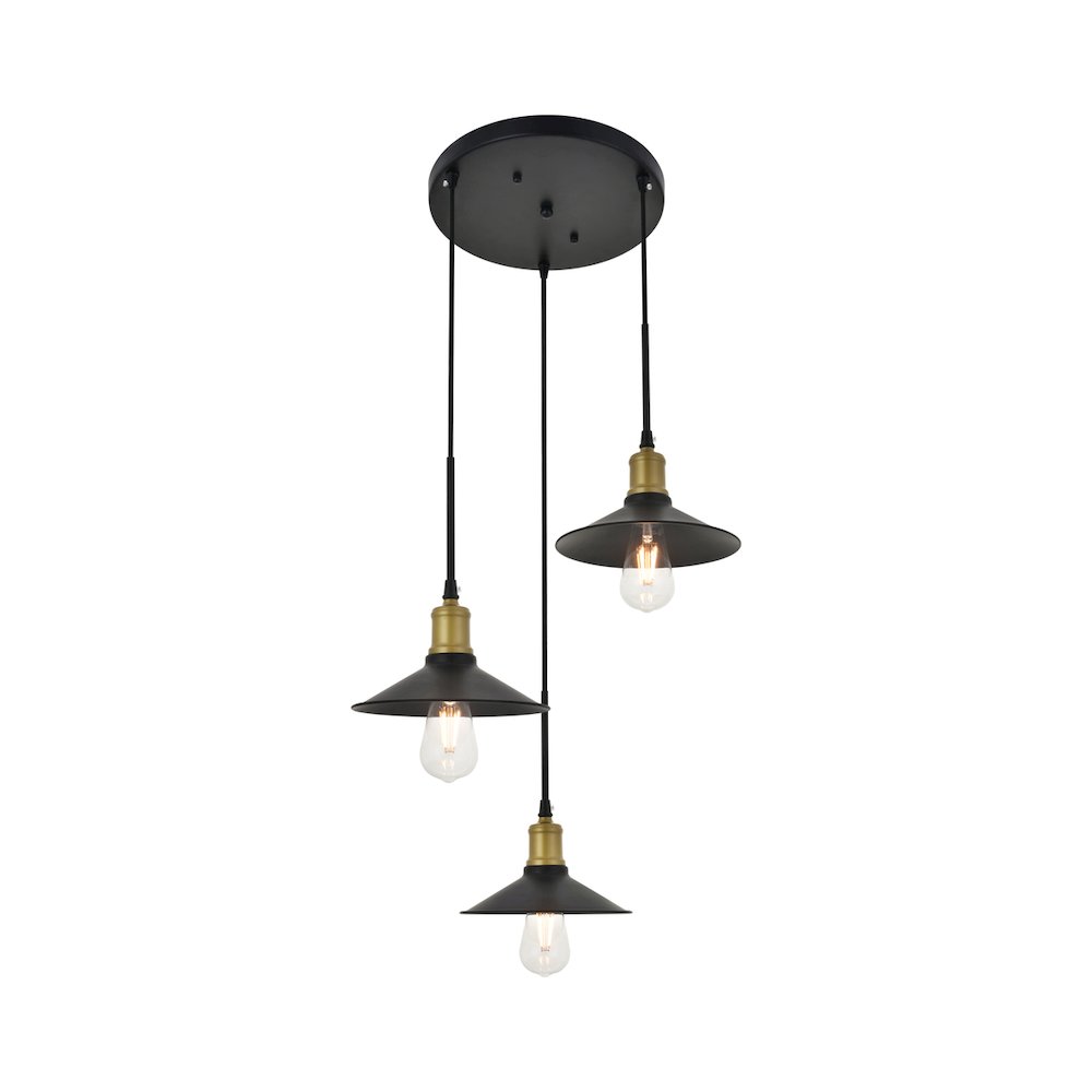 Etude 3 Light Brass And Black Pendant. Picture 6