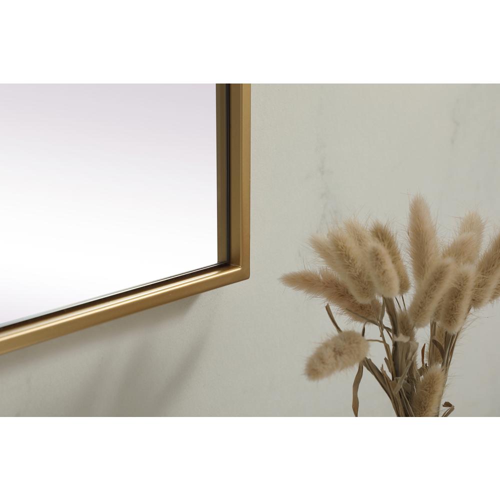 Metal Frame Rectangle Mirror 24x36 Inch in Brass. Picture 6