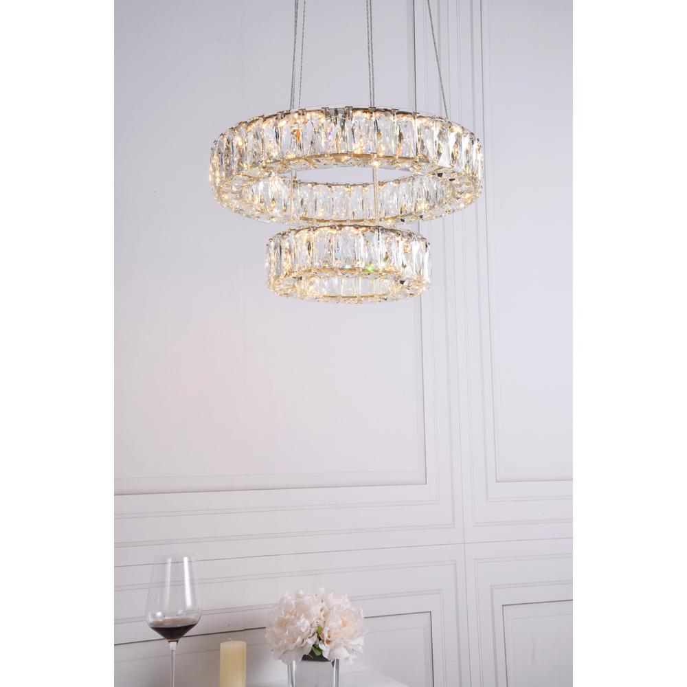 Monroe Integrated LED chip light gold Pendant Clear Royal Cut Crystal. Picture 7