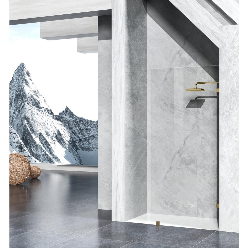 Fixed frameless shower door 35 x 78 Brushed Gold. Picture 2