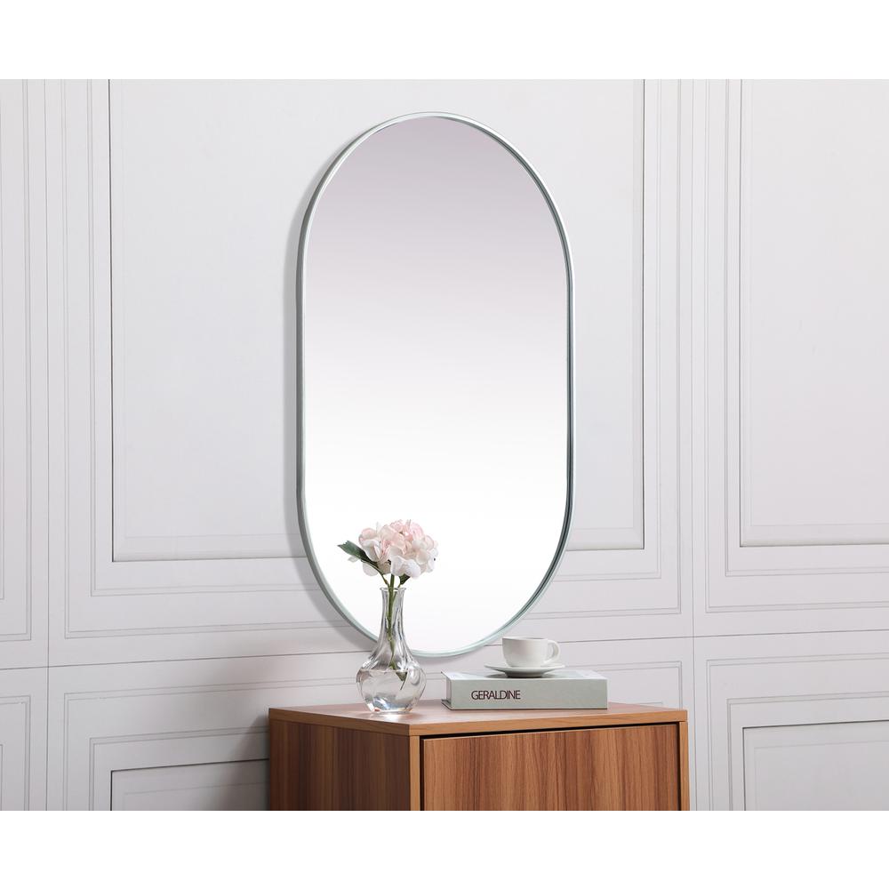 Metal Frame Oval Mirror 30x48 Inch in Silver. Picture 4