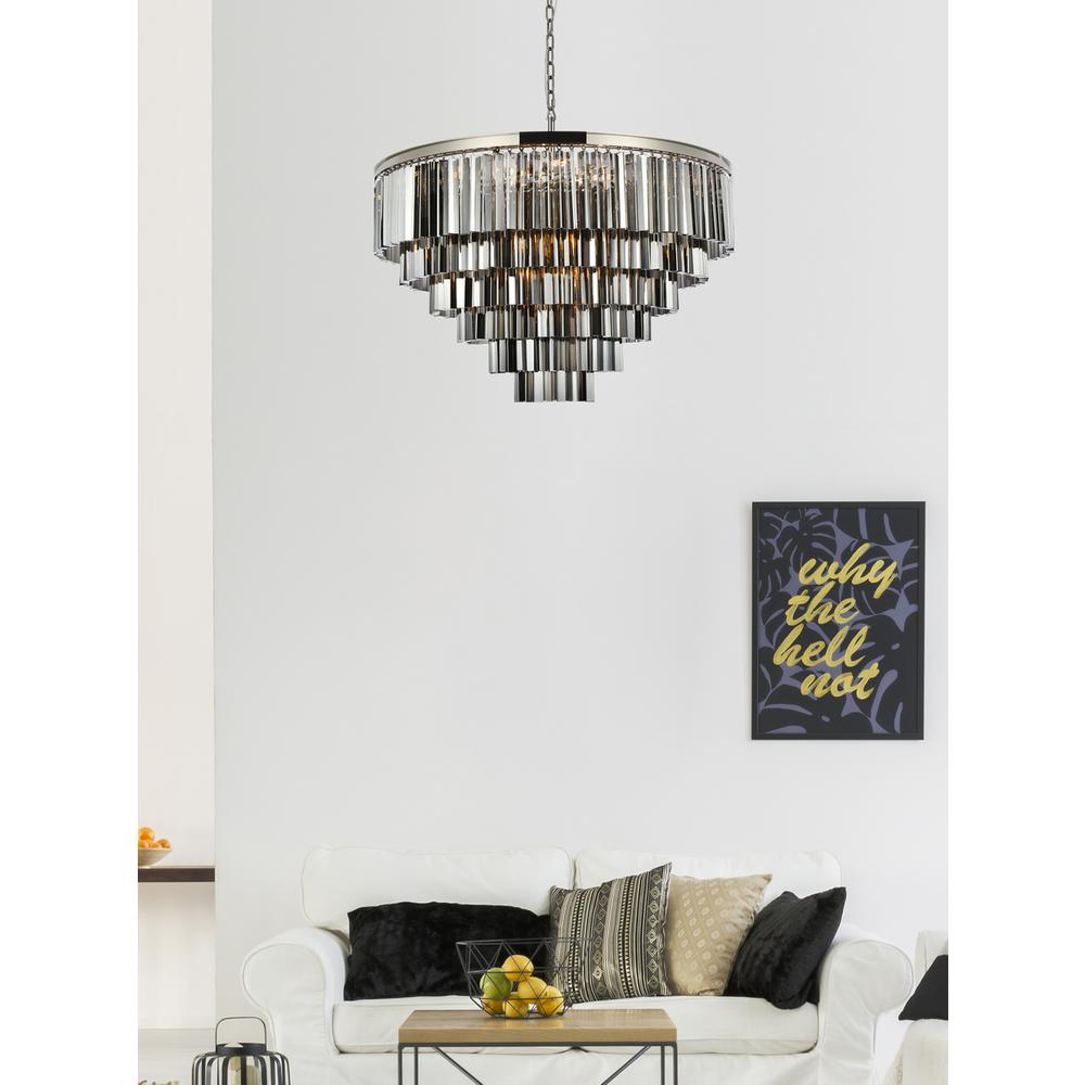 Sydney 33 light polished nickel Chandelier Silver Shade (Grey) Royal Cut Crystal. Picture 8