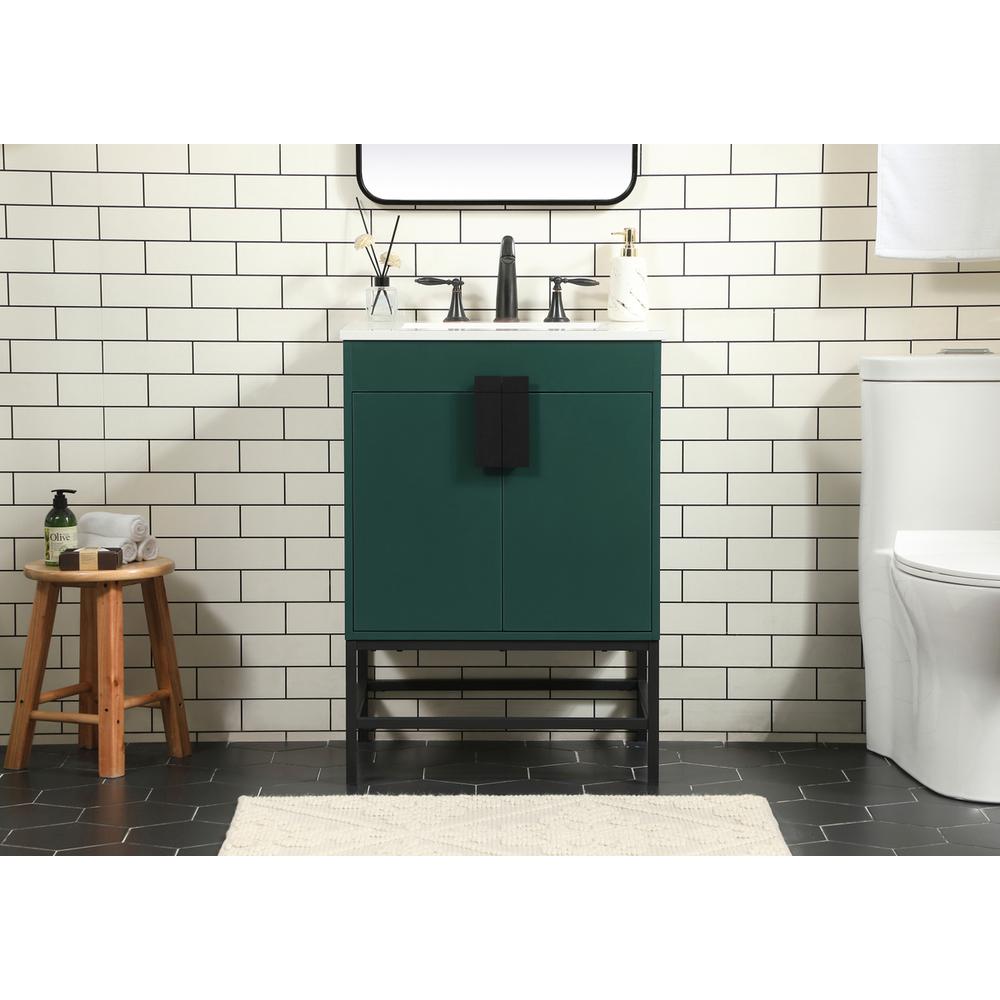 24 inch Single bathroom vanity in green. Picture 14