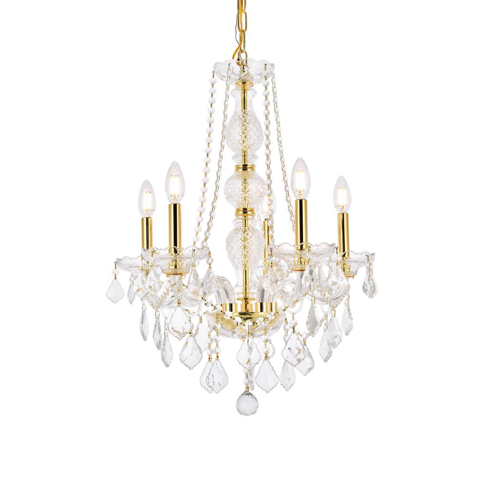 Verona 5 light Gold Chandelier Clear Royal Cut Crystal. Picture 2