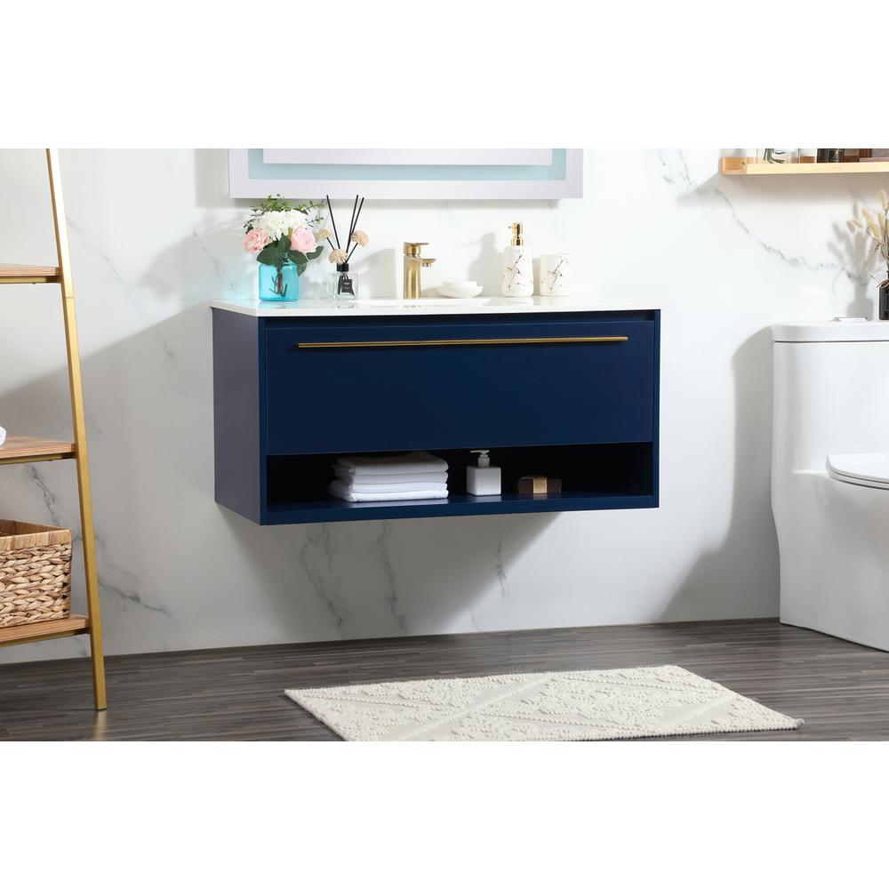 40 inch Single bathroom vanity in blue. Picture 2