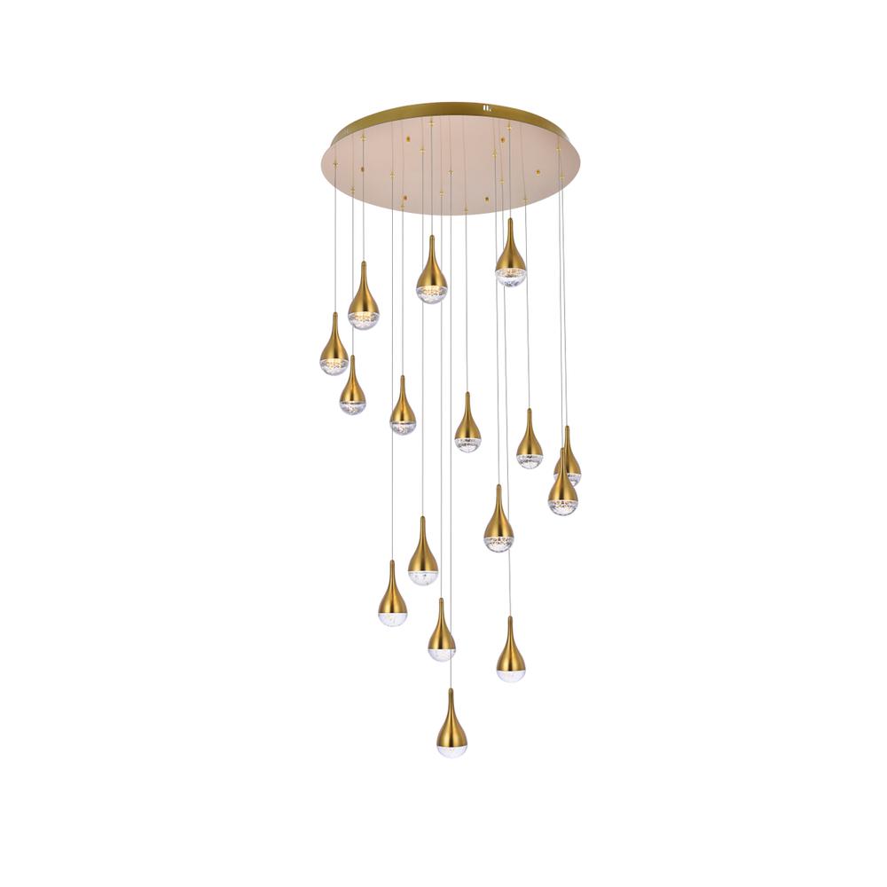 Amherst 36 inch LED chandelier in satin gold. Picture 1