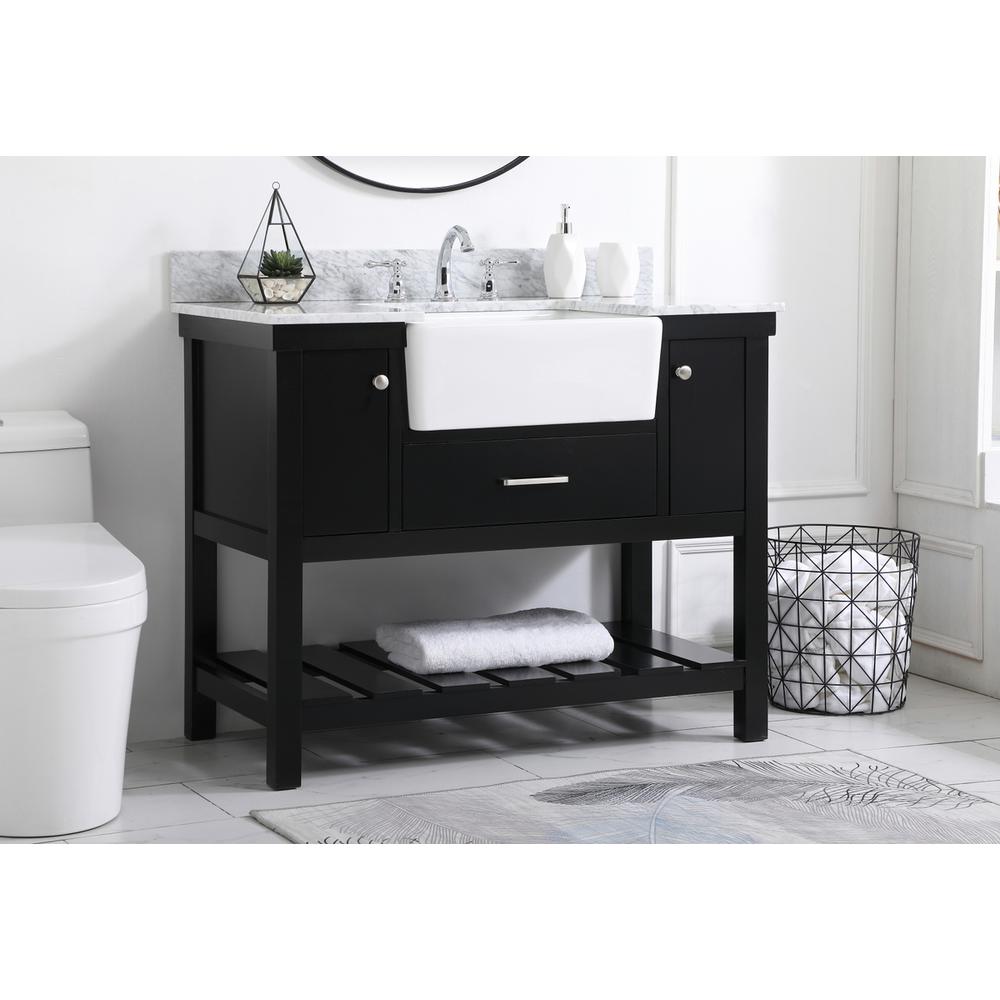 42 inch Single bathroom vanity in black with backsplash. Picture 2