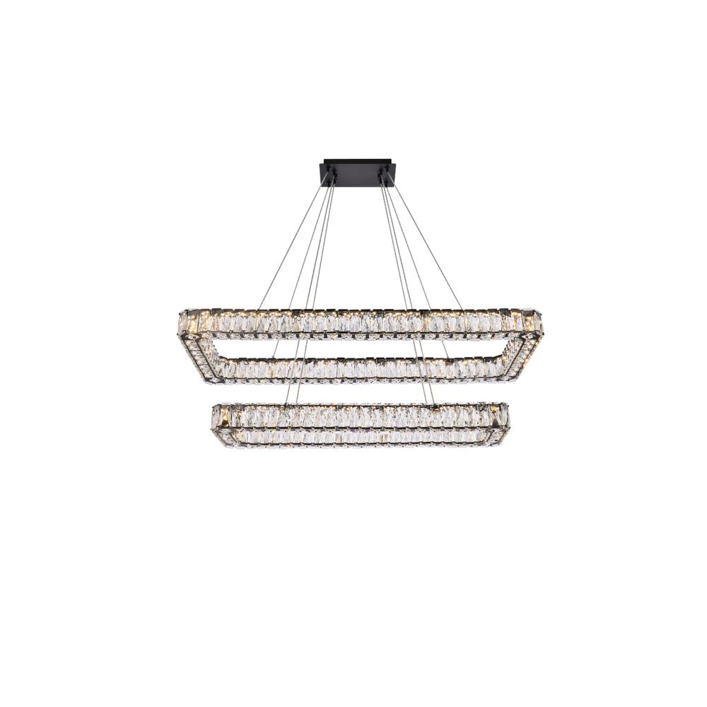 Monroe 42 inch LED double rectangle pendant in black. Picture 1