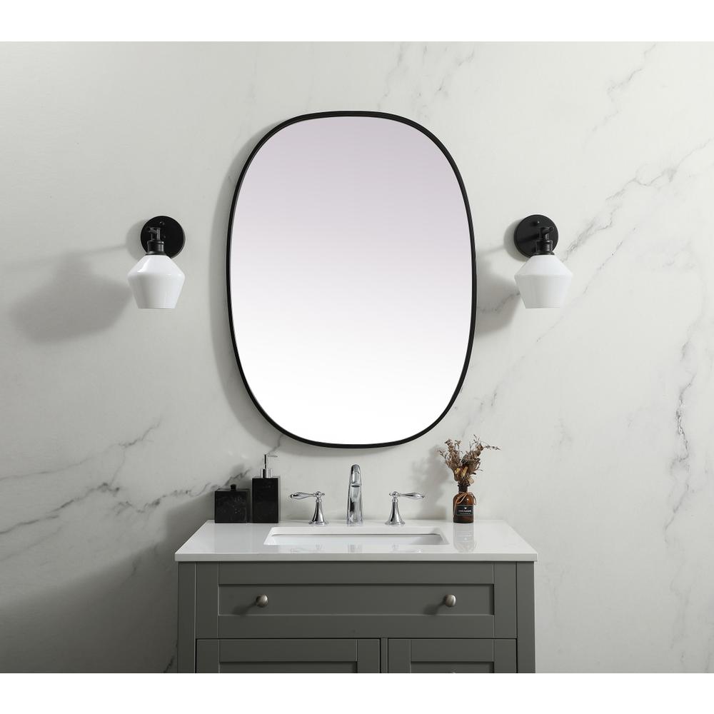 Metal Frame Oval Mirror 27x36 Inch in Black. Picture 11