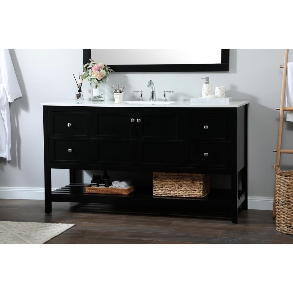 60 inch Single bathroom vanity in black. Picture 2