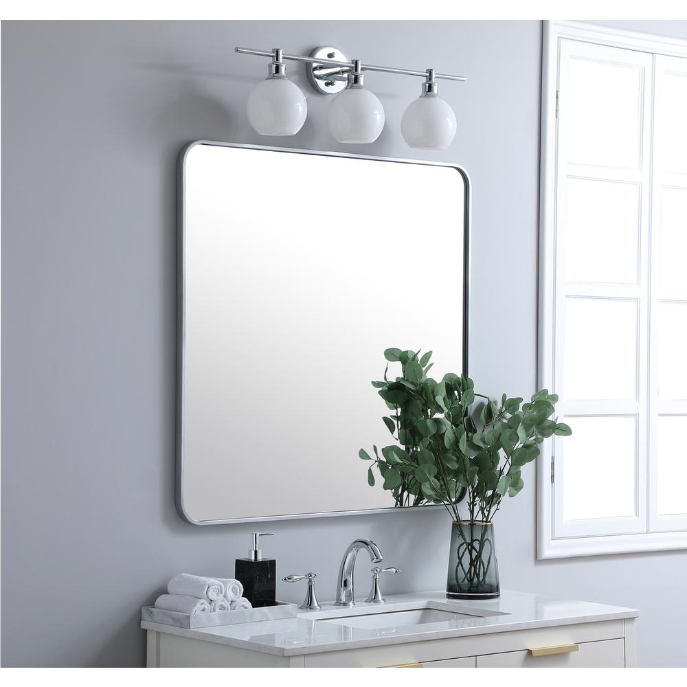 Soft corner metal rectangular mirror 36x36 inch in Silver. Picture 2