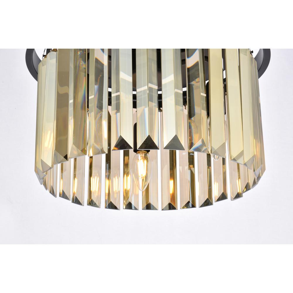 Sydney 3 light Matte Black Flush Mount Golden Teak (Smoky) Royal Cut Crystal. Picture 3