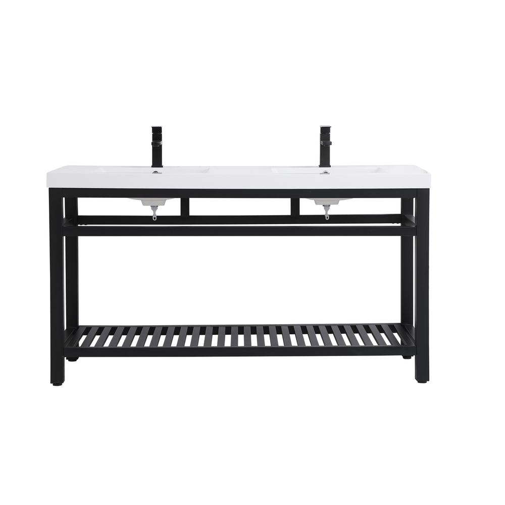 60 inch Double Bathroom Metal Vanity in Black. Picture 1
