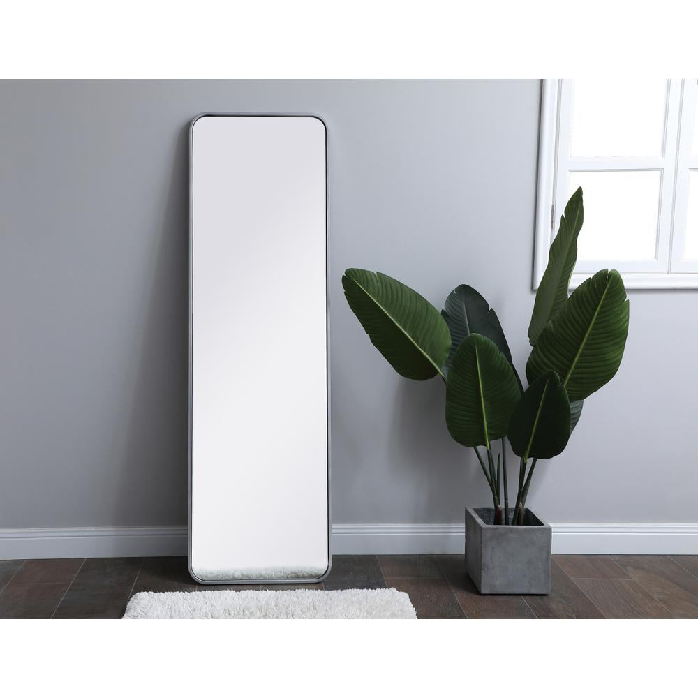 Soft corner metal rectangular mirror 18x60 inch in Silver. Picture 9