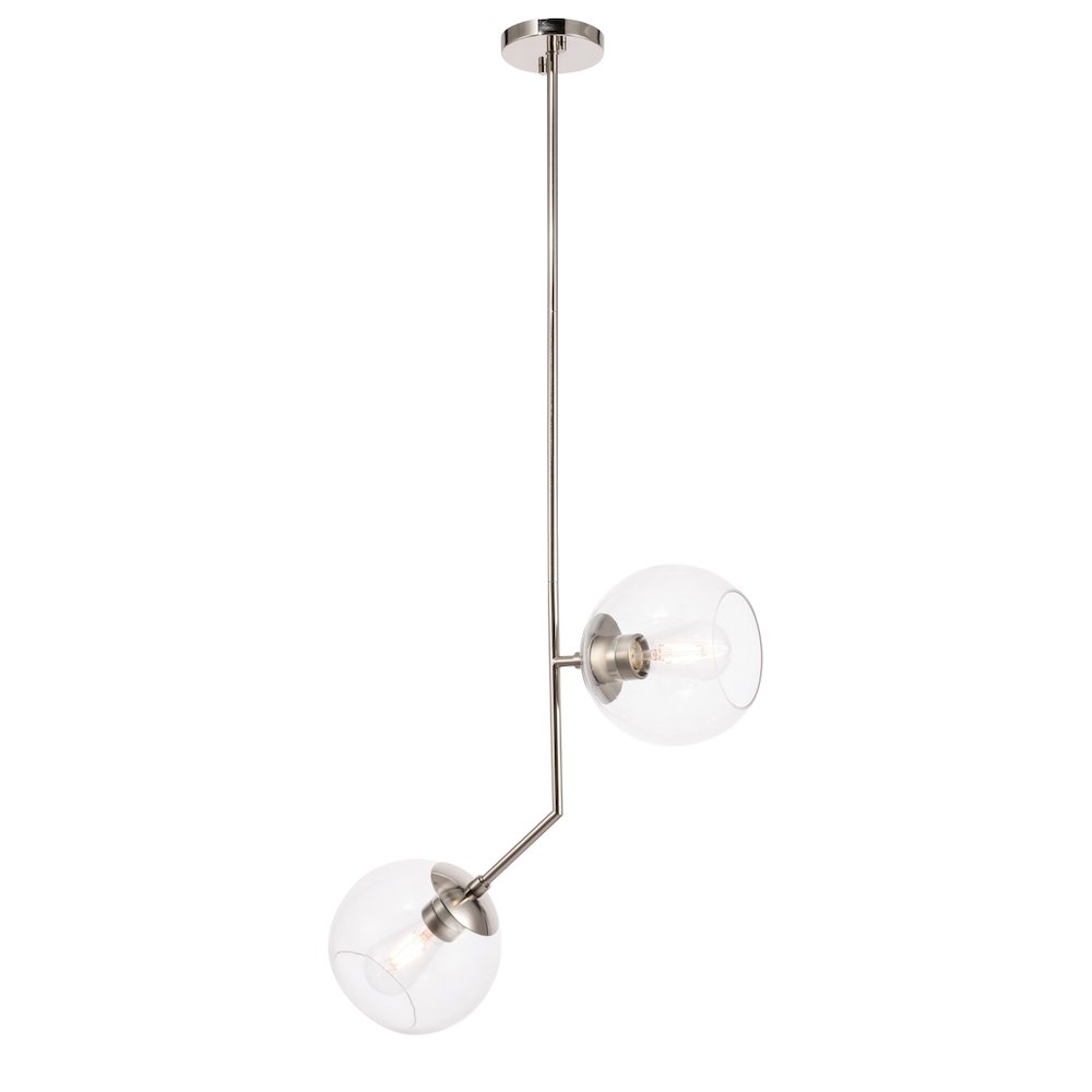Ryland 2 Light Chrome And Clear Glass Pendant. Picture 6