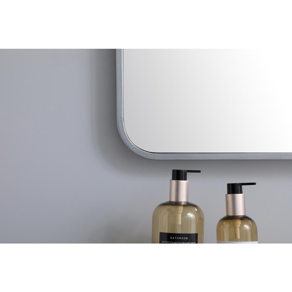 Soft corner metal rectangular mirror 36x40 inch in Silver. Picture 3