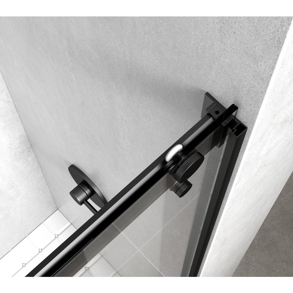 Semi-frameless shower door 48 x 76 Matte Black. Picture 5