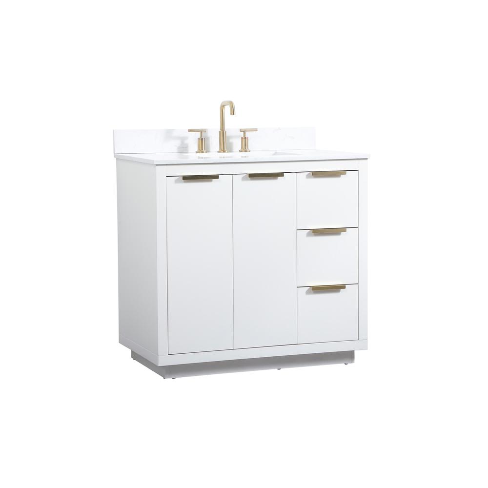 36 inch Single bathroom vanity in white with backsplash. Picture 7