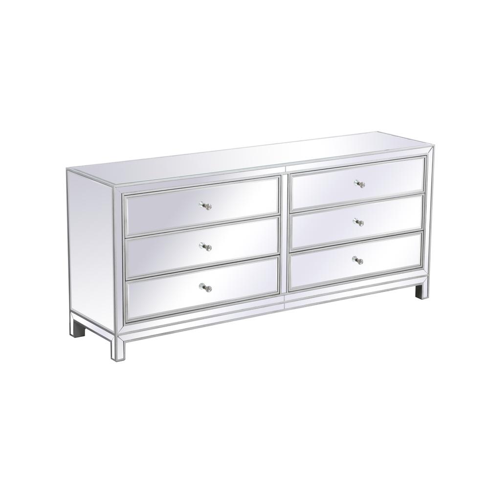 Reflexion 72 in. mirrored six drawer chest in antique silver. Picture 5