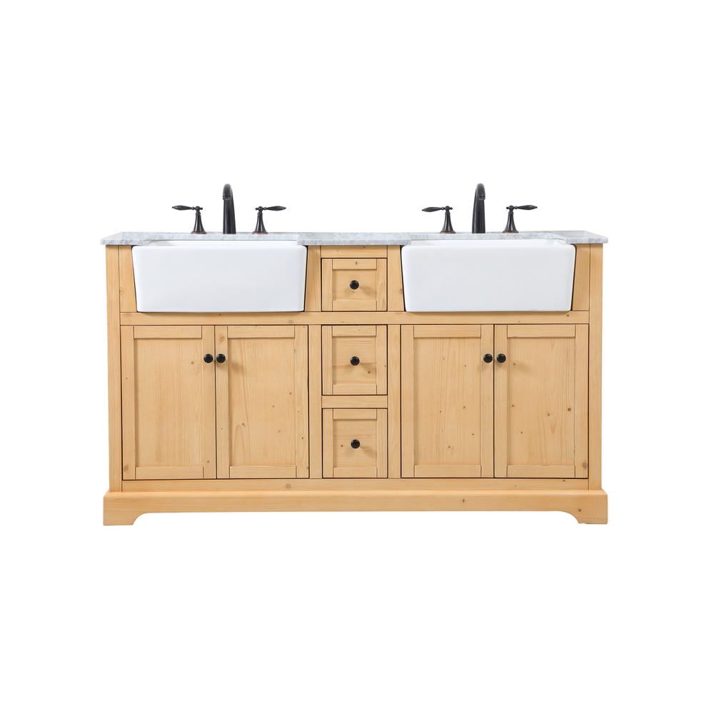 60 inch double bathroom vanity in natural wood. Picture 1