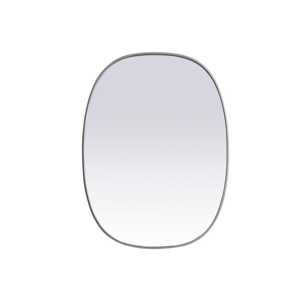 Metal Frame Oval Mirror 30x40 Inch in Silver. Picture 1