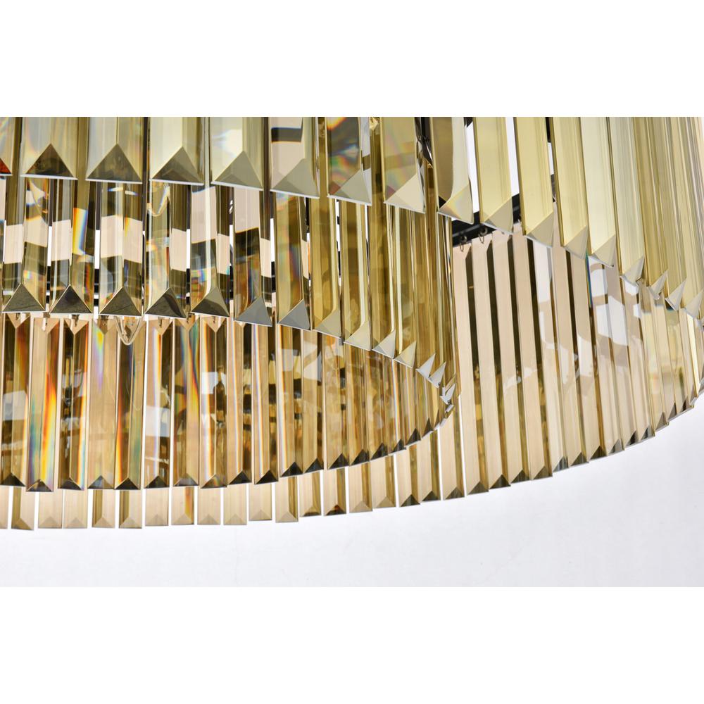 Sydney 10 light Matte Black Flush Mount Golden Teak (Smoky) Royal Cut Crystal. Picture 3