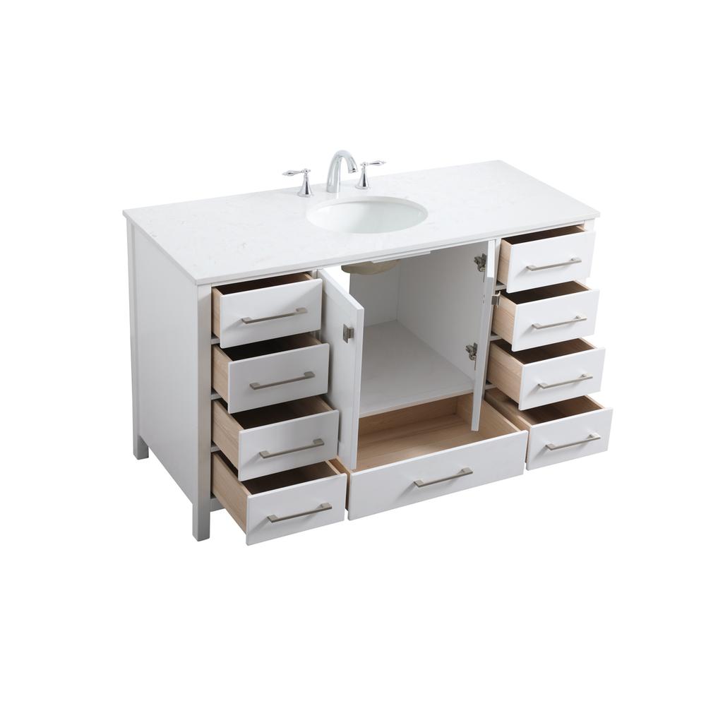 54 Inch SIngle Bathroom Vanity In White. Picture 9