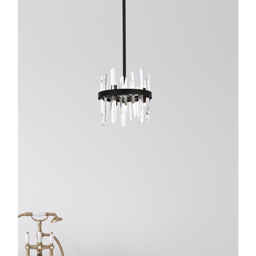 Serena 12 inch crystal round pendant in black. Picture 8