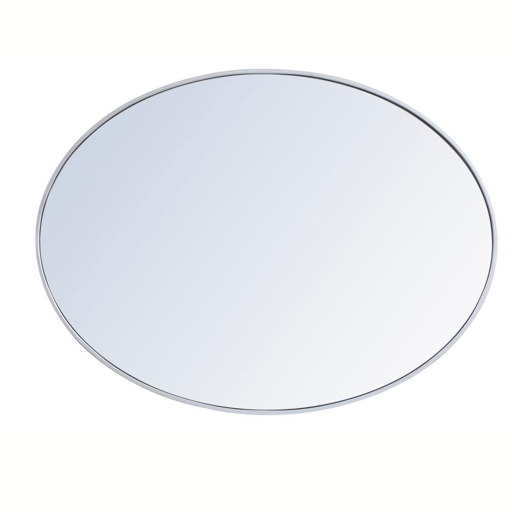 Metal frame oval mirror 40 inch in silver. Picture 5