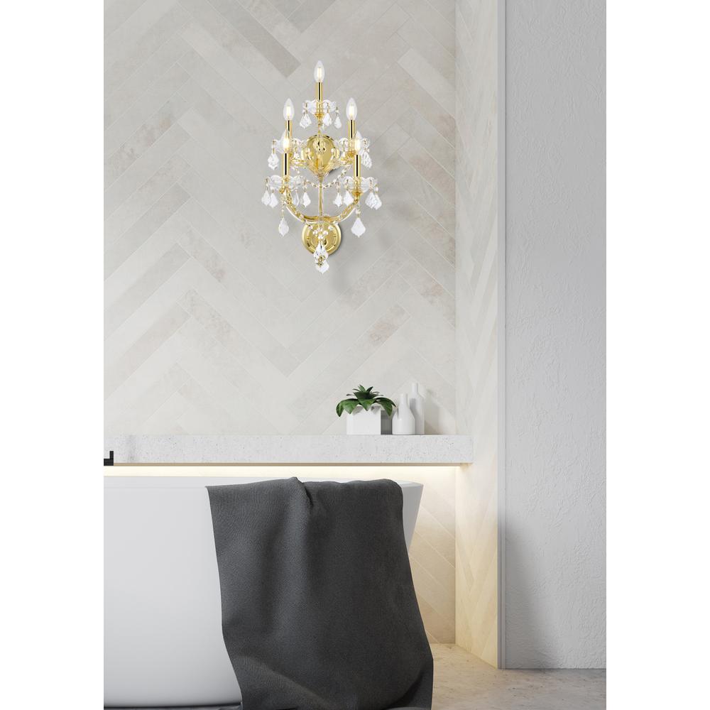 Maria Theresa 5 light Gold Wall Sconce Clear Royal Cut Crystal. Picture 7